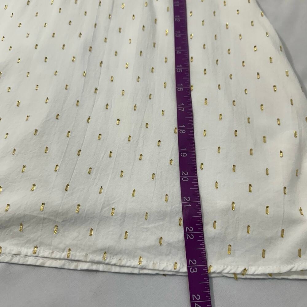 Draper James RSVP Clip Dot Blouse Womens M White Gold Metallic Mock Neck Top - Picture 11 of 11